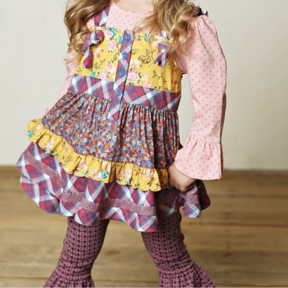 Matilda Jane Jorie Tie Knot Top Layer Multi Pattern Boho Floral Top Girls Size 4